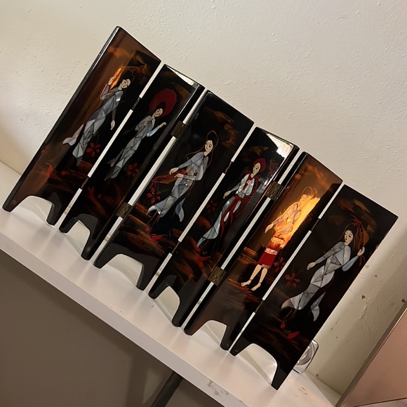 Vintage Asian Lacquer Table Screen - Picture 3 of 7